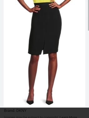 DKNY Black Pencil Skirt with Front Kick Slit